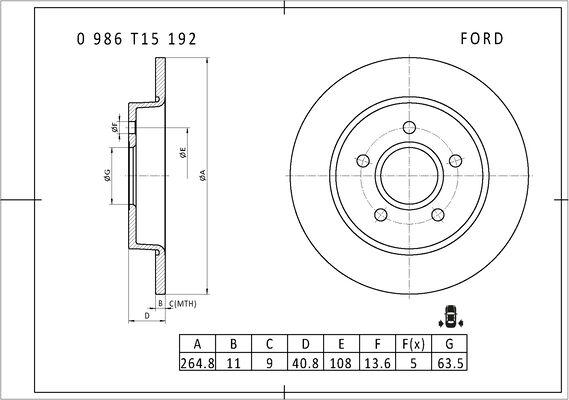 BOSCH 0 986 T15 192 - Bremžu diski www.autospares.lv