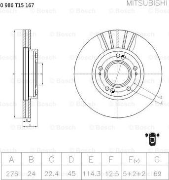 BOSCH 0 986 T15 167 - Bremžu diski www.autospares.lv