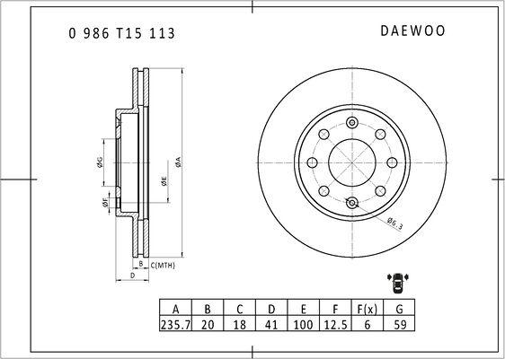 BOSCH 0 986 T15 113 - Bremžu diski www.autospares.lv