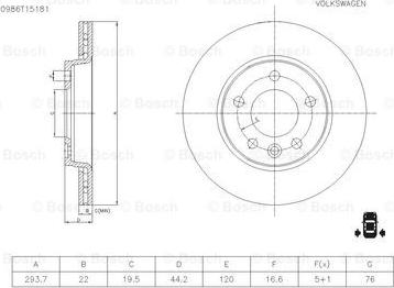 BOSCH 0 986 T15 181 - Bremžu diski www.autospares.lv