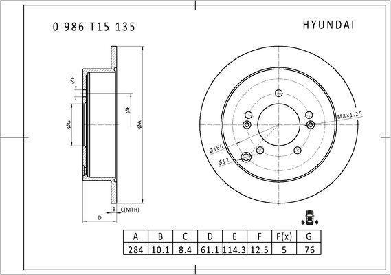 BOSCH 0 986 T15 135 - Bremžu diski www.autospares.lv