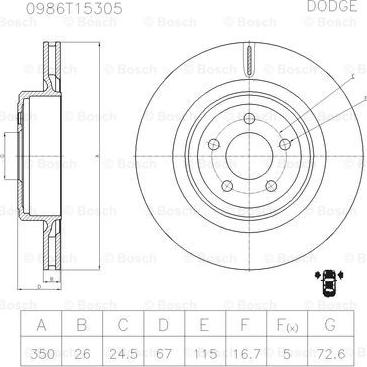 BOSCH 0 986 T15 305 - Bremžu diski www.autospares.lv