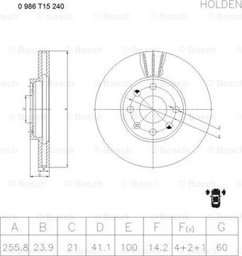 BOSCH 0 986 T15 240 - Bremžu diski www.autospares.lv