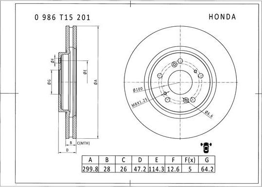 BOSCH 0 986 T15 201 - Bremžu diski www.autospares.lv