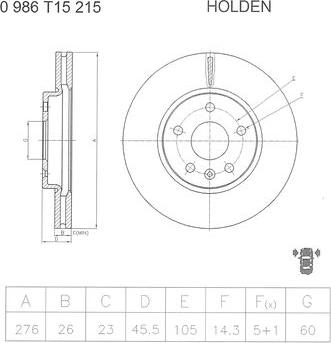 BOSCH 0 986 T15 215 - Bremžu diski www.autospares.lv