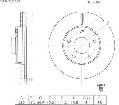 BOSCH 0 986 T15 213 - Bremžu diski www.autospares.lv