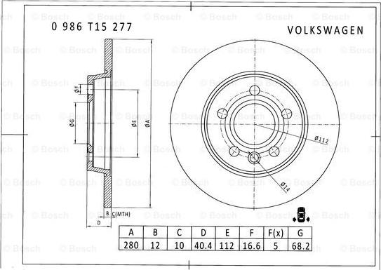 BOSCH 0 986 T15 277 - Bremžu diski www.autospares.lv