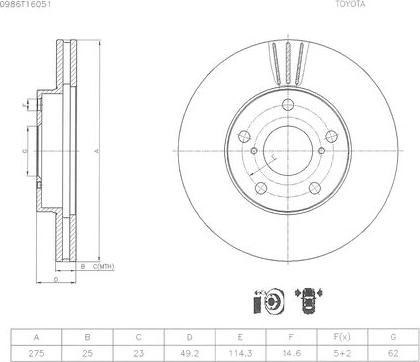 BOSCH 0 986 T16 051 - Bremžu diski autospares.lv