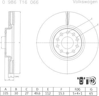 BOSCH 0 986 T16 066 - Bremžu diski www.autospares.lv