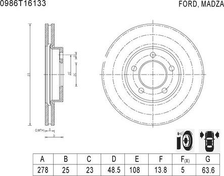 BOSCH 0 986 T16 133 - Bremžu diski www.autospares.lv