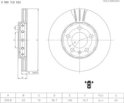 BOSCH 0 986 T16 824 - Bremžu diski www.autospares.lv