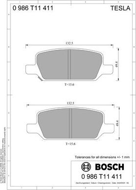 BOSCH 0 986 T11 411 - Bremžu uzliku kompl., Disku bremzes www.autospares.lv