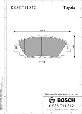 BOSCH 0 986 T11 312 - Bremžu uzliku kompl., Disku bremzes www.autospares.lv