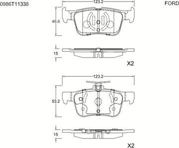 BOSCH 0 986 T11 338 - Brake Pad Set, disc brake www.autospares.lv