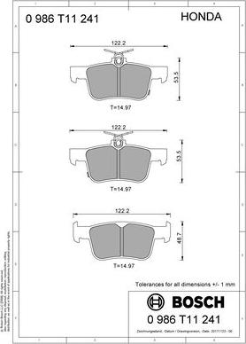 BOSCH 0 986 T11 241 - Bremžu uzliku kompl., Disku bremzes www.autospares.lv