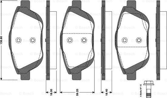 BOSCH 0 986 TB3 094 - Bremžu uzliku kompl., Disku bremzes autospares.lv