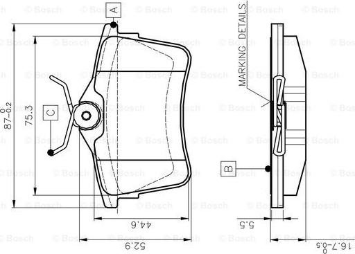 BOSCH 0 986 TB3 091 - Bremžu uzliku kompl., Disku bremzes www.autospares.lv