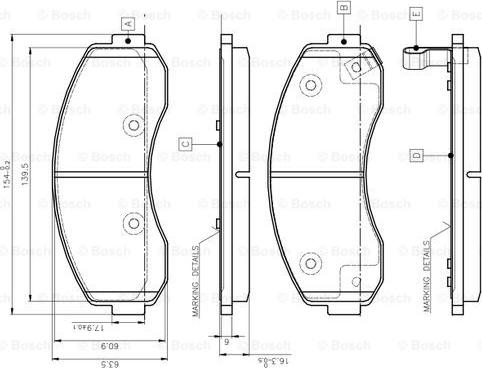 BOSCH 0 986 TB3 045 - Bremžu uzliku kompl., Disku bremzes www.autospares.lv