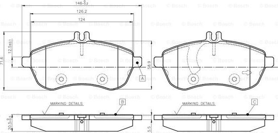 BOSCH 0 986 TB3 048 - Bremžu uzliku kompl., Disku bremzes autospares.lv