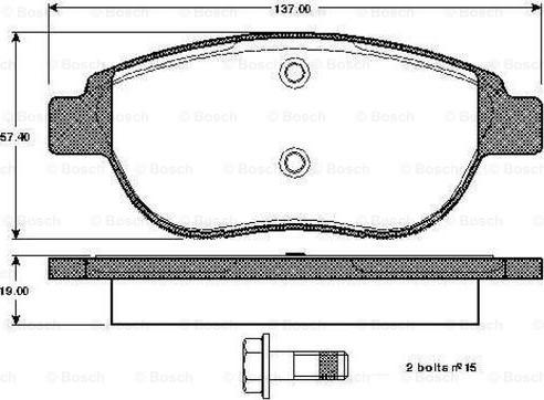 BOSCH 0 986 TB3 057 - Bremžu uzliku kompl., Disku bremzes autospares.lv