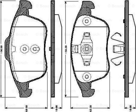 BOSCH 0 986 TB3 064 - Bremžu uzliku kompl., Disku bremzes autospares.lv