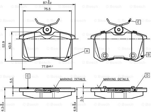 BOSCH 0 986 TB3 066 - Bremžu uzliku kompl., Disku bremzes www.autospares.lv