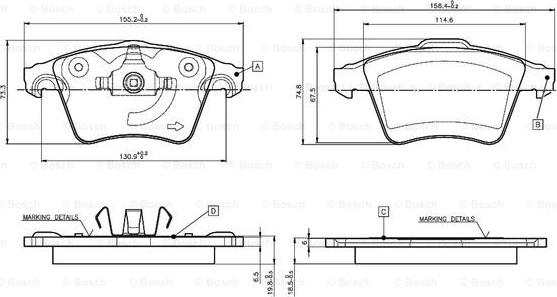 BOSCH 0 986 TB3 061 - Brake Pad Set, disc brake www.autospares.lv