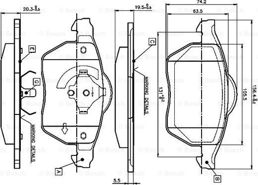 BOSCH 0 986 TB3 068 - Bremžu uzliku kompl., Disku bremzes autospares.lv