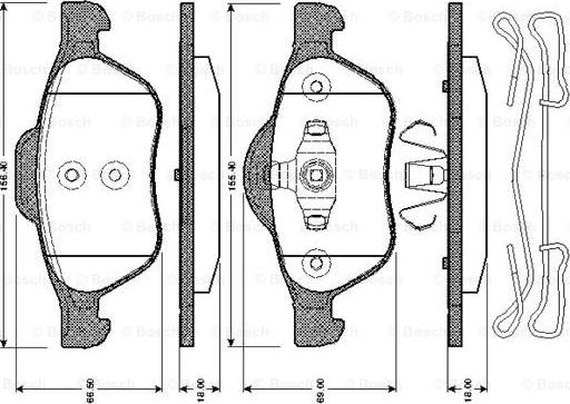 BOSCH 0 986 TB3 067 - Тормозные колодки, дисковые, комплект www.autospares.lv