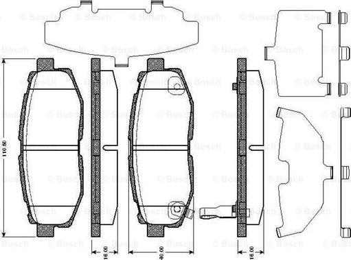 BOSCH 0 986 TB3 003 - Bremžu uzliku kompl., Disku bremzes autospares.lv