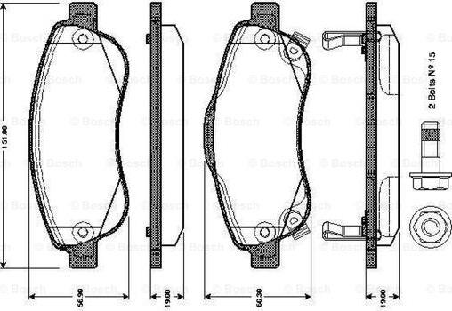 BOSCH 0 986 TB3 013 - Brake Pad Set, disc brake www.autospares.lv