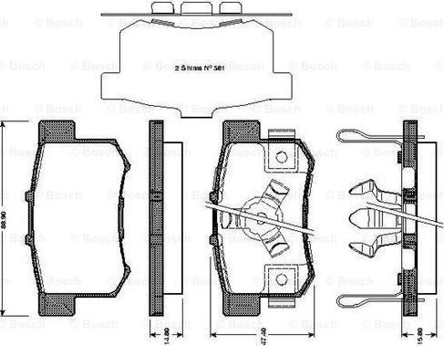 BOSCH 0 986 TB3 039 - Bremžu uzliku kompl., Disku bremzes autospares.lv