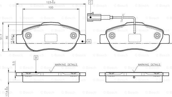 BOSCH 0 986 TB3 030 - Bremžu uzliku kompl., Disku bremzes autospares.lv