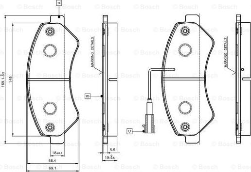 BOSCH 0 986 TB3 029 - Bremžu uzliku kompl., Disku bremzes autospares.lv