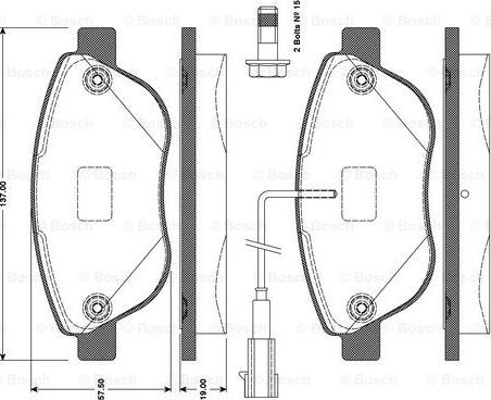 BOSCH 0 986 TB3 079 - Bremžu uzliku kompl., Disku bremzes autospares.lv