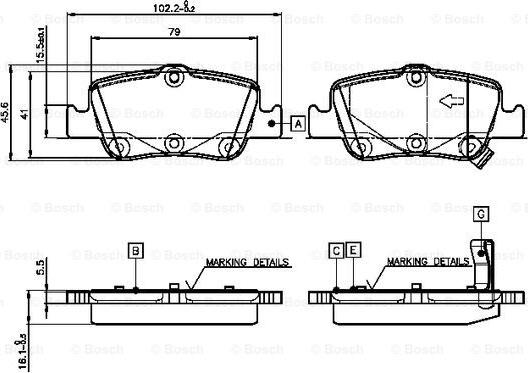 BOSCH 0 986 TB3 070 - Brake Pad Set, disc brake www.autospares.lv