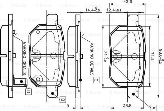 BOSCH 0 986 TB3 071 - Bremžu uzliku kompl., Disku bremzes autospares.lv