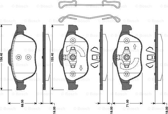 BOSCH 0 986 TB3 078 - Bremžu uzliku kompl., Disku bremzes autospares.lv