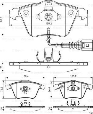 BOSCH 0 986 TB3 196 - Bremžu uzliku kompl., Disku bremzes www.autospares.lv