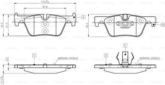 BOSCH 0 986 TB3 144 - Bremžu uzliku kompl., Disku bremzes www.autospares.lv