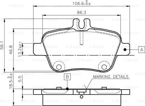 BOSCH 0 986 TB3 145 - Bremžu uzliku kompl., Disku bremzes www.autospares.lv