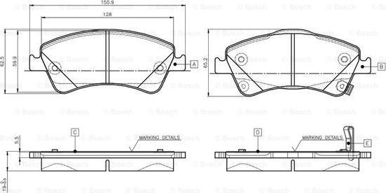 BOSCH 0 986 TB3 146 - Bremžu uzliku kompl., Disku bremzes www.autospares.lv