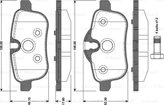 BOSCH 0 986 TB3 100 - Bremžu uzliku kompl., Disku bremzes www.autospares.lv