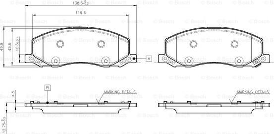 BOSCH 0 986 TB3 108 - Bremžu uzliku kompl., Disku bremzes www.autospares.lv