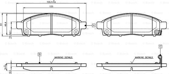 BOSCH 0 986 TB3 115 - Bremžu uzliku kompl., Disku bremzes www.autospares.lv