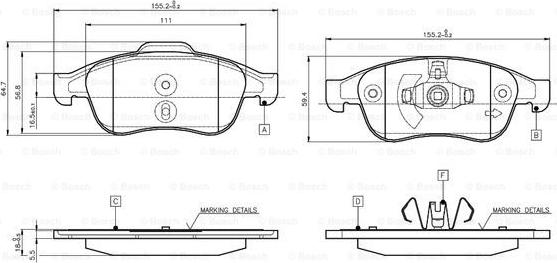 BOSCH 0 986 TB3 116 - Bremžu uzliku kompl., Disku bremzes www.autospares.lv