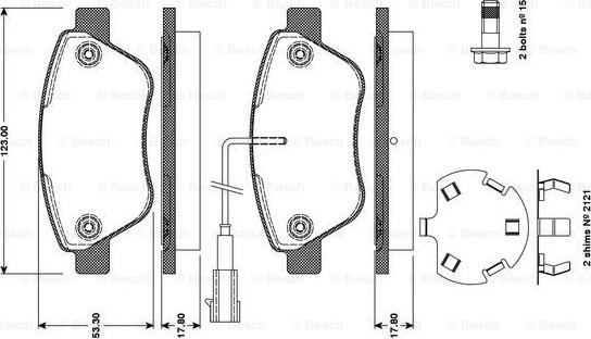 BOSCH 0 986 TB3 111 - Bremžu uzliku kompl., Disku bremzes www.autospares.lv