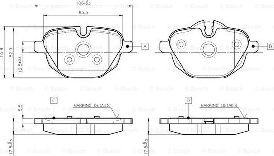 BOSCH 0 986 TB3 139 - Bremžu uzliku kompl., Disku bremzes autospares.lv