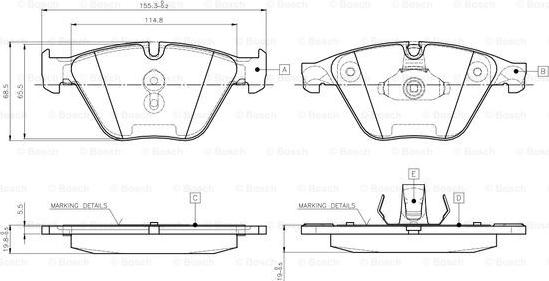 BOSCH 0 986 TB3 134 - Bremžu uzliku kompl., Disku bremzes autospares.lv