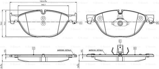 BOSCH 0 986 TB3 137 - Bremžu uzliku kompl., Disku bremzes www.autospares.lv